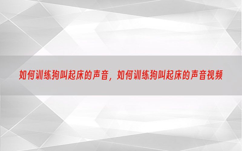 如何训练狗叫起床的声音，如何训练狗叫起床的声音视频