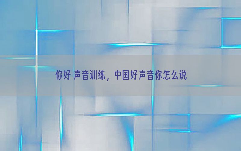 你好 声音训练，中国好声音你怎么说