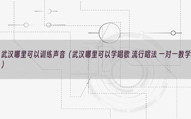 武汉哪里可以训练声音（武汉哪里可以学唱歌 流行唱法 一对一教