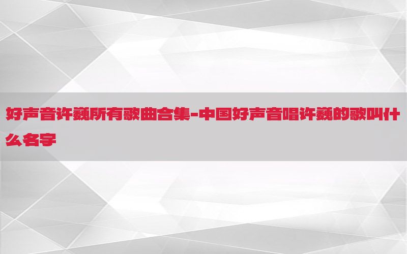 好声音许巍所有歌曲合集-中国好声音唱许巍的歌叫什么名字