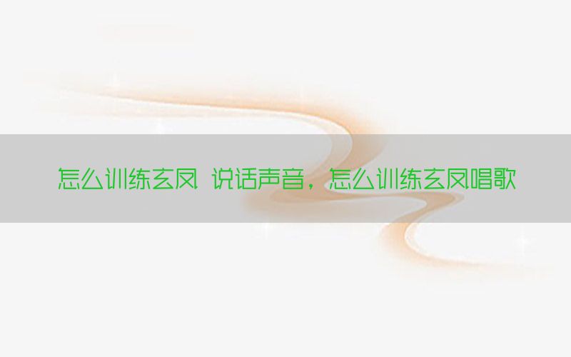 怎么训练玄凤 说话声音，怎么训练玄凤唱歌