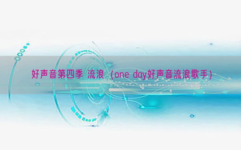 好声音第四季 流浪（one day好声音流浪歌手）