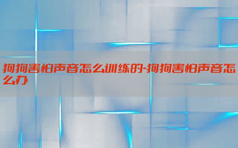 狗狗害怕声音怎么训练的-狗狗害怕声音怎么办