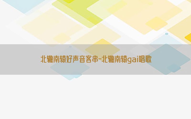 北辙南辕好声音客串-北辙南辕gai唱歌