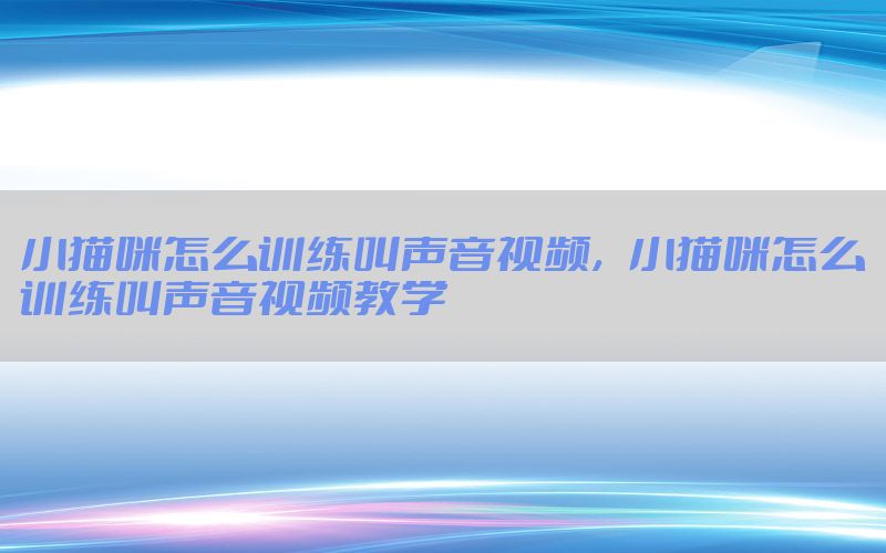 小猫咪怎么训练叫声音视频，小猫咪怎么训练叫声音视频教学