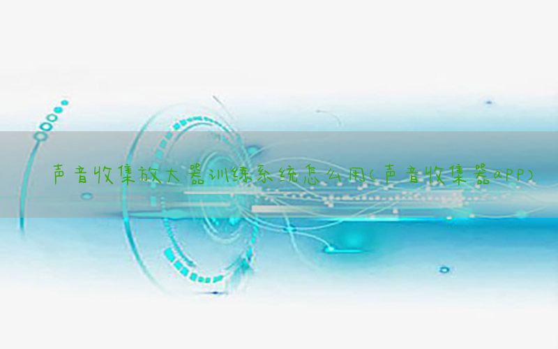 声音收集放大器训练系统怎么用（声音收集器app）