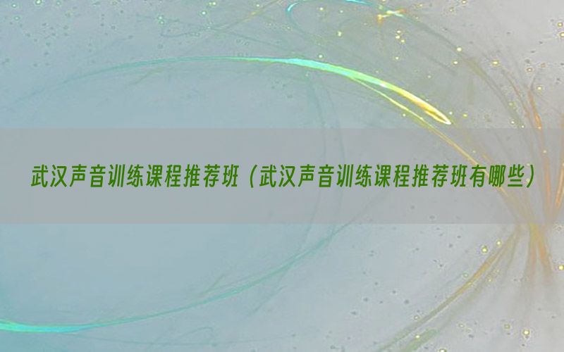 武汉声音训练课程推荐班（武汉声音训练课程推荐班有哪些）